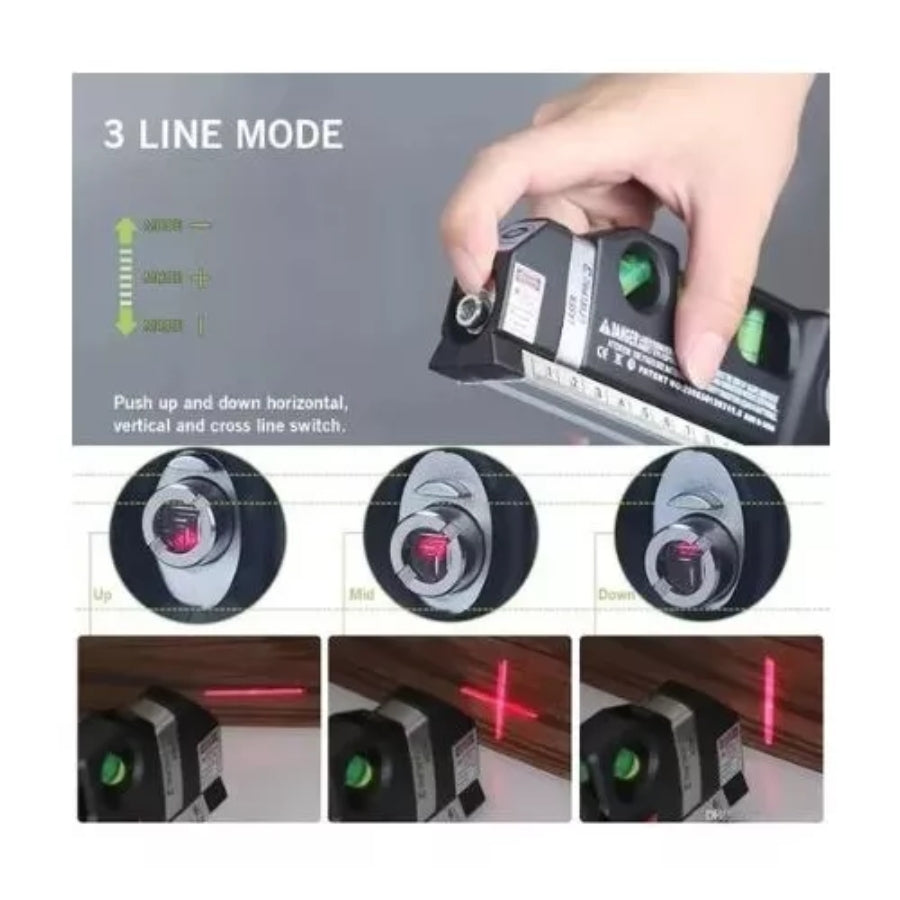 Cinta Métrica con Nivel Laser 3 Burbujas
