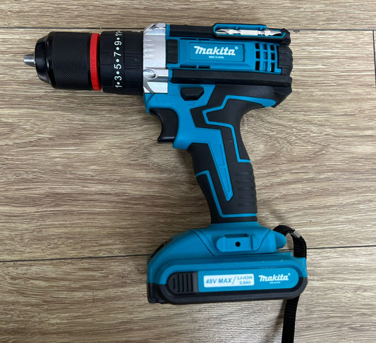 Taladro Inalambrico MAKITA 48 Voltios - MALETIN Con JUEGO DE BROCAS Y DADOS