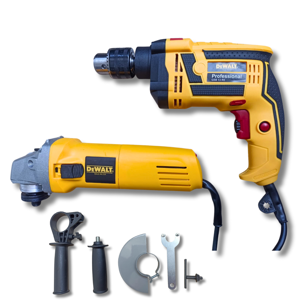 COMBO DEWALT: Taladro Percutor, Atornillador/Destornillador + Pulidora Profesional