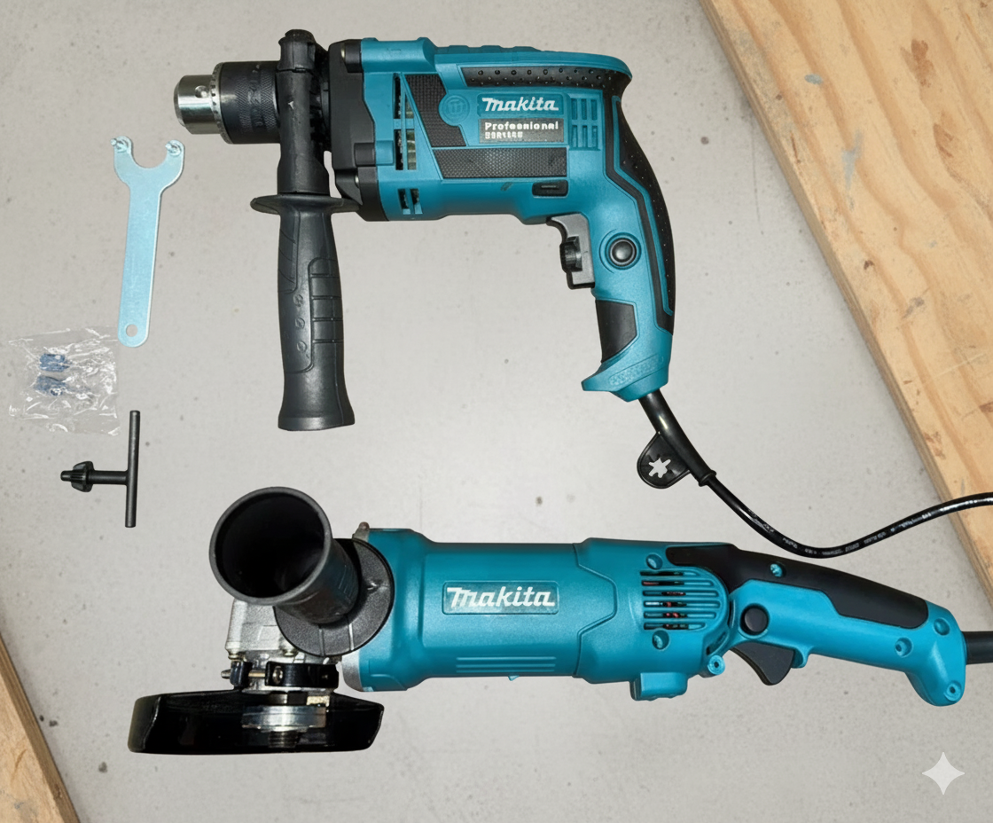 Combo Taladro percutor y Pulidora MAKITA cola de Ratón