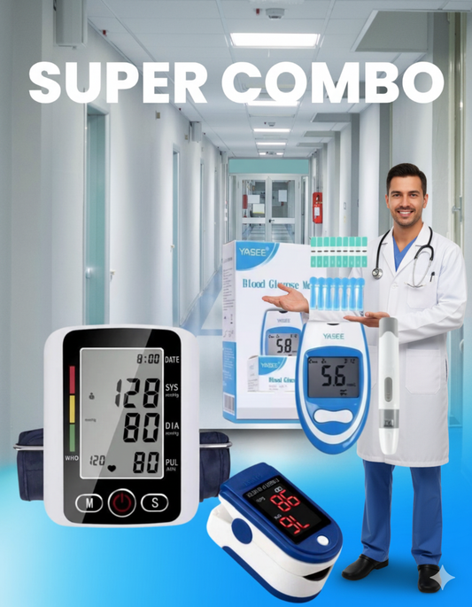 Super Combo De Salud 3 en 1 -Tensiómetro, glucómetro y oxímetro